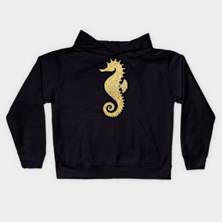 Gold Faux Glitter Seahorse Kids Hoodie